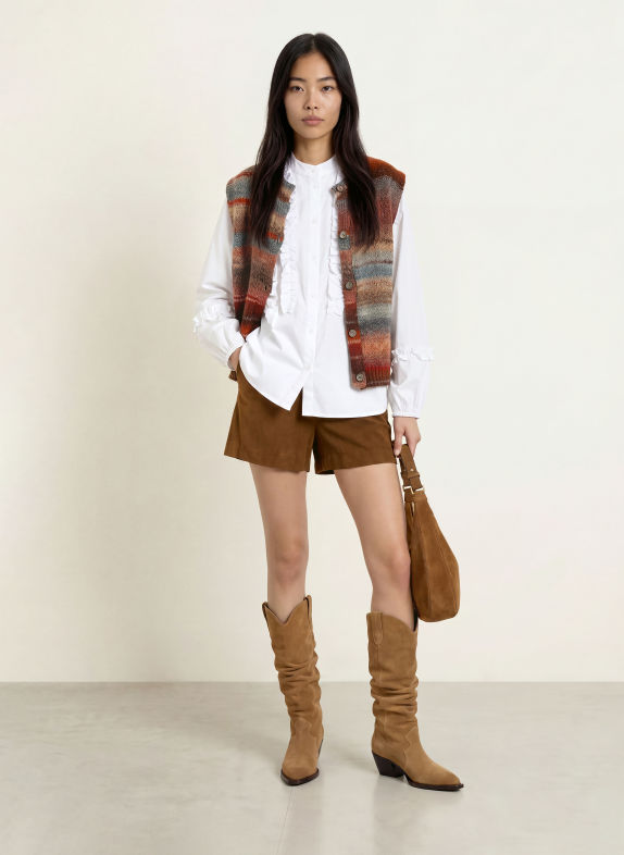 lollys laundry NYNNELL Knit Vest DARK ORANGE / BEIGE / BLUE GRAY