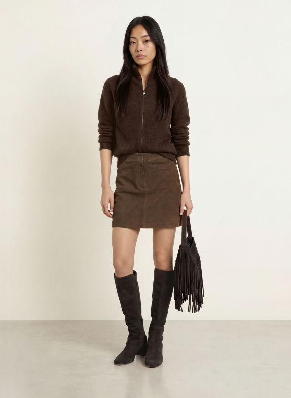 MOS MOSH Vest MMTHORA met alpaca MARRON FONCÉ