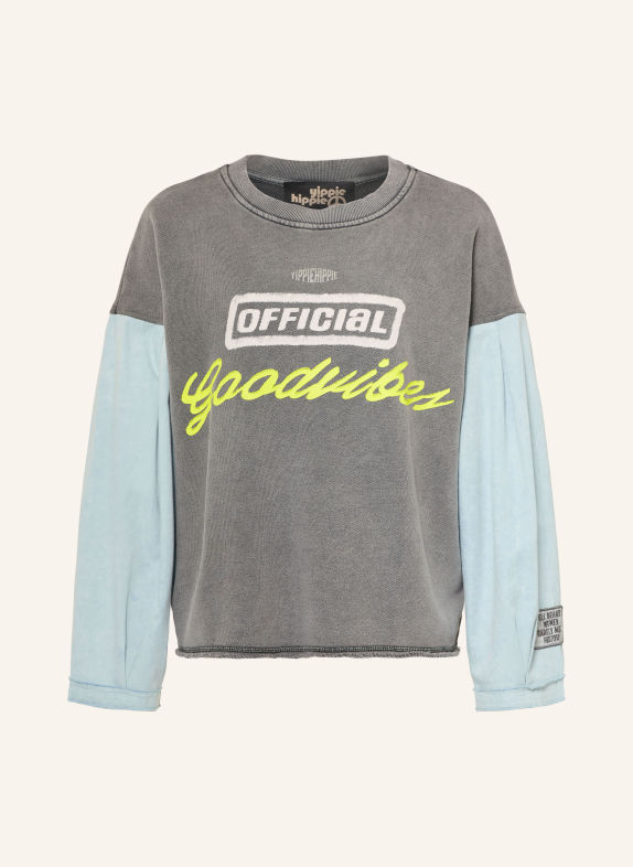 yippie hippie Sweatshirt van gemengde stoffen GRIJS / NEONGEEL / LICHTBLAUW