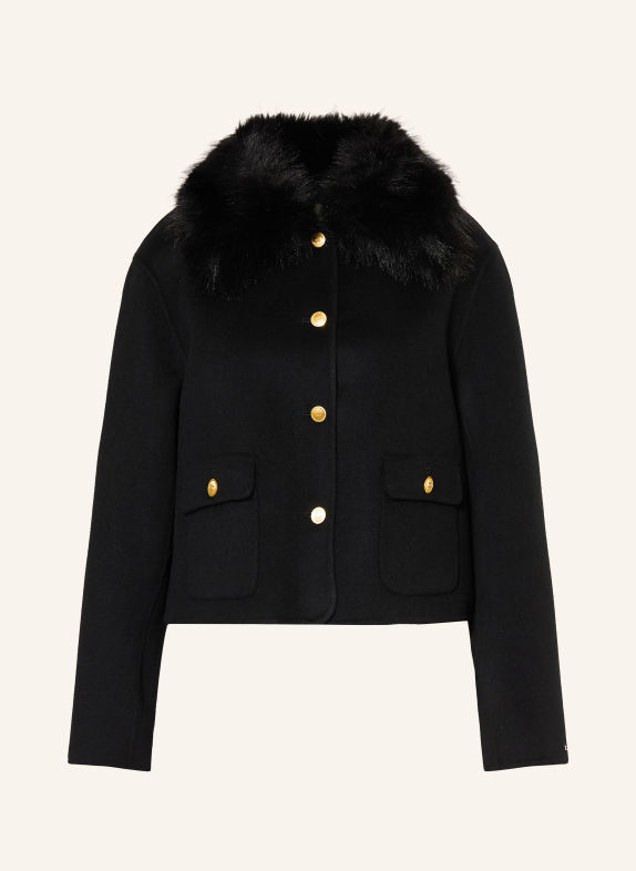 TOMMY HILFIGER Blazer met afneembare kraag van imitatiebont ZWART