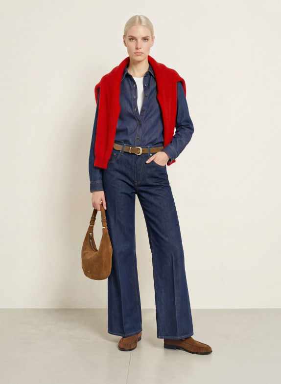 TOMMY HILFIGER Denimblouse DONKERBLAUW