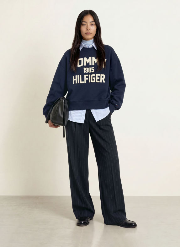 TOMMY HILFIGER Marlene-broek DONKERBLAUW / GRIJS