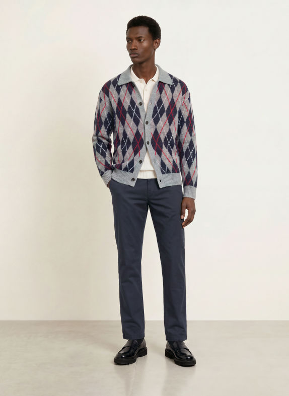 TOMMY HILFIGER Cardigan GRAY / RED / DARK BLUE