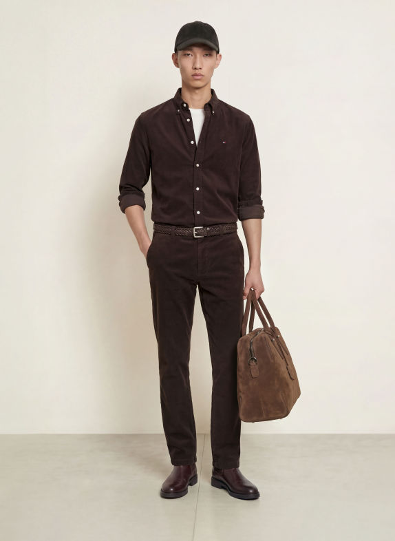 TOMMY HILFIGER Cordchino DENTON Slim Straight Fit MÖRKBRUN