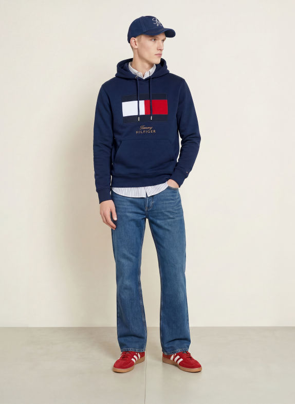 TOMMY HILFIGER Hoodie DUNKELBLAU / ROT / WEISS