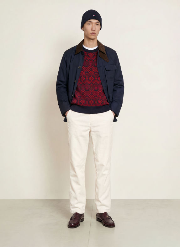 TOMMY HILFIGER Pullover DUNKELROT / DUNKELBLAU