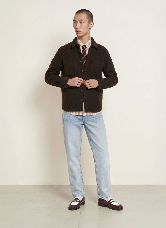 LES DEUX Overshirt van bouclé MARRON FONCÉ