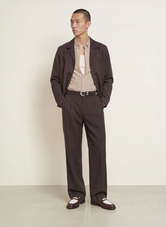 LES DEUX Oxford-overhemd, regular fit ECRU / DONKERROOD