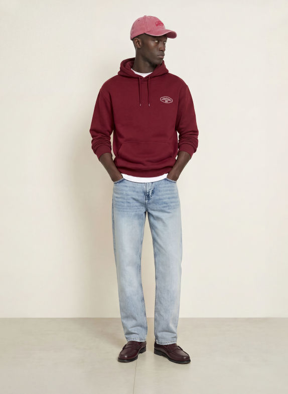LES DEUX Hoodie WORLDWIDE DONKERROOD