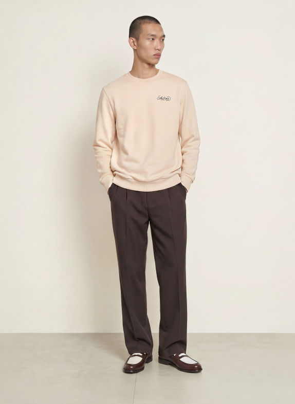 LES DEUX Sweatshirt ORCHARD ECRU / ROOD / ZWART