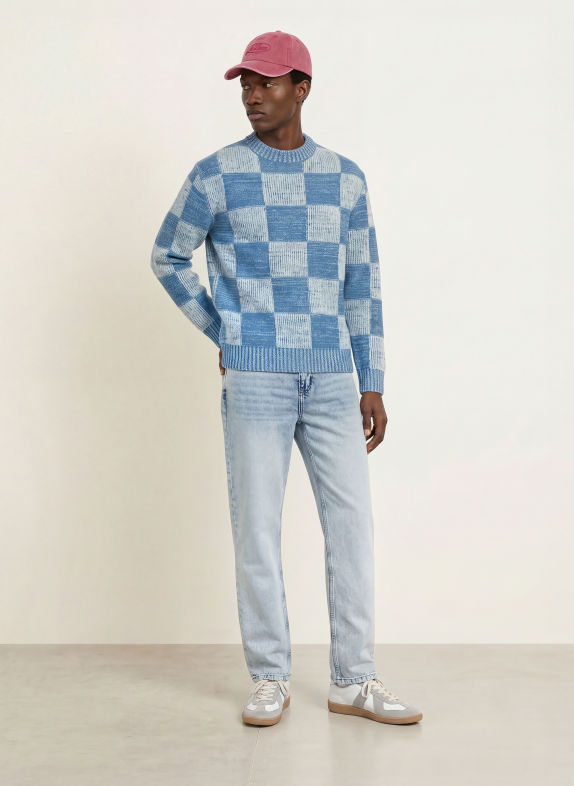 LES DEUX Trui BLAUW / CRÈME