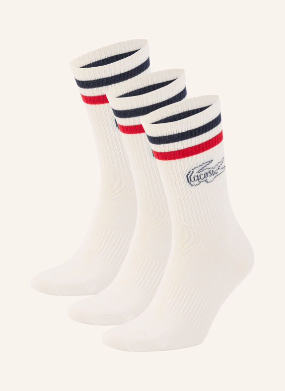 LACOSTE 3er-Pack Socken WEISS / ROT / DUNKELBLAU