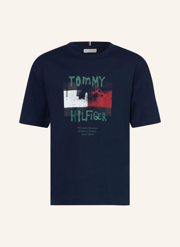 TOMMY HILFIGER Tricou ALBASTRU ÎNCHIS / ROȘU / ALB