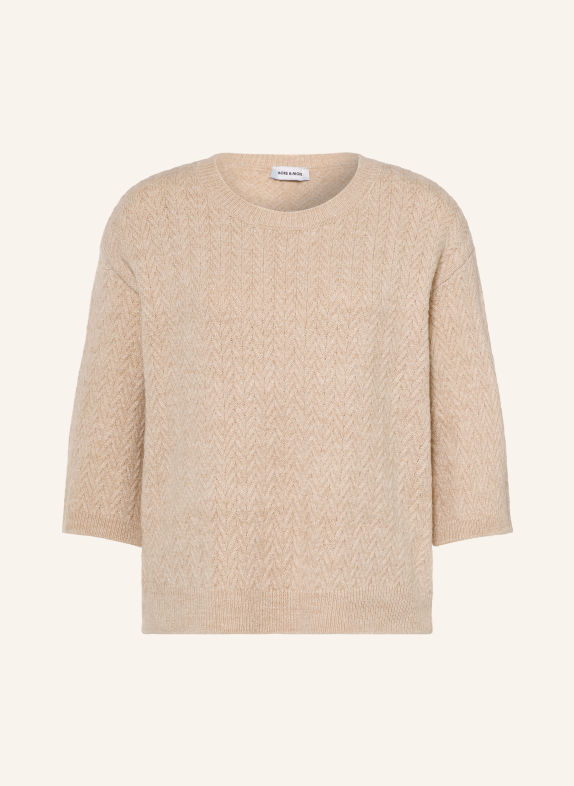 MORE & MORE Gebreid shirt met 3/4-mouwen BEIGE