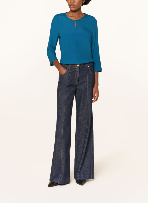 LUISA CERANO Blusenshirt im Materialmix mit 3/4-Arm BLAU