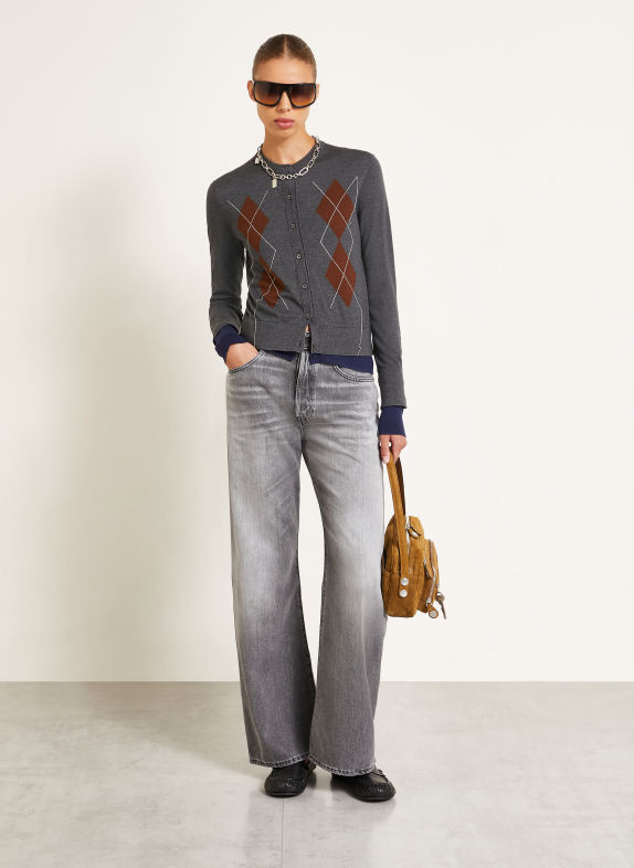 Acne Studios Kardigan z jedwabiem CZIEMNOSZARY / BRĄZOWY / BIAŁY