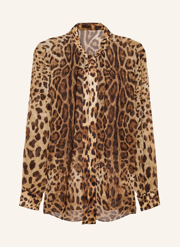 DOLCE & GABBANA Schluppenbluse HELLBRAUN / DUNKELBRAUN / BRAUN
