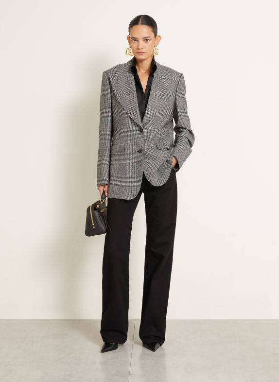 DOLCE & GABBANA Lång blazer SVART / LJUSGRÅ