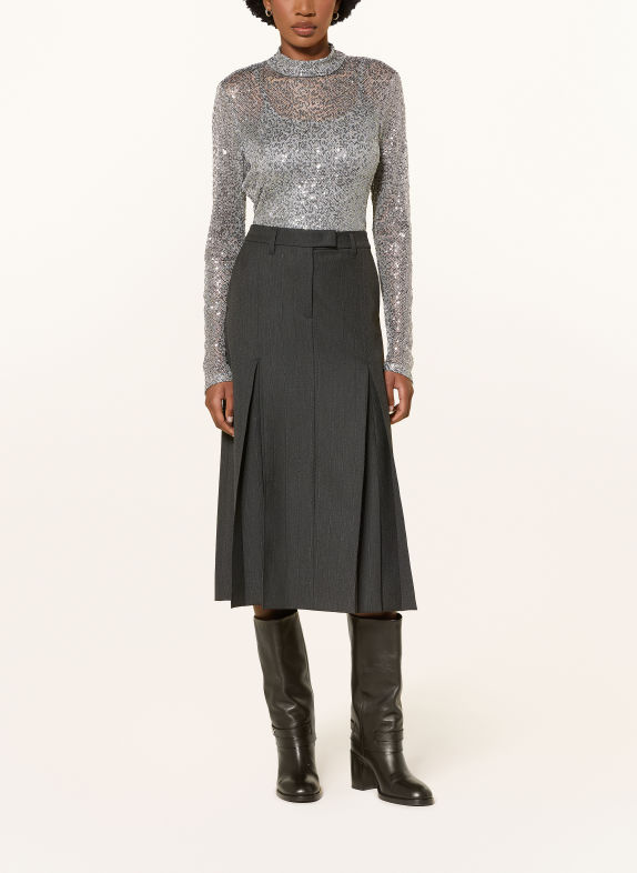 RIANI Longsleeve aus Mesh mit Pailletten GRAU / SILBER