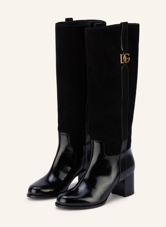 DOLCE & GABBANA Stiefel SCHWARZ / GOLD