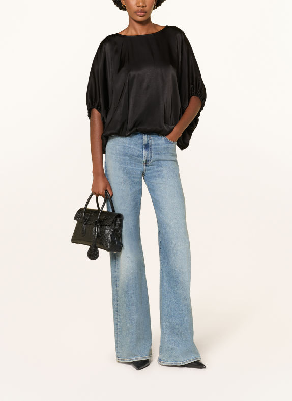 SoSUE Satin shirt blouse BLACK
