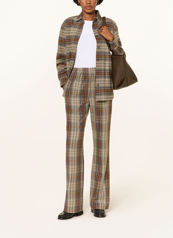 SoSUE KAROLINE Flannel Pants BROWN / BEIGE / GREEN