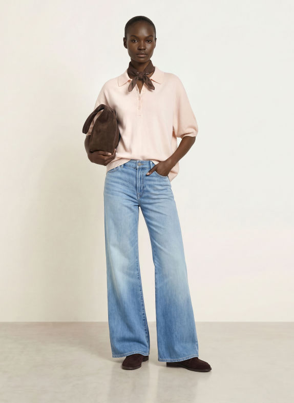 SoSUE Strick-Poloshirt mit Merinowolle CREME