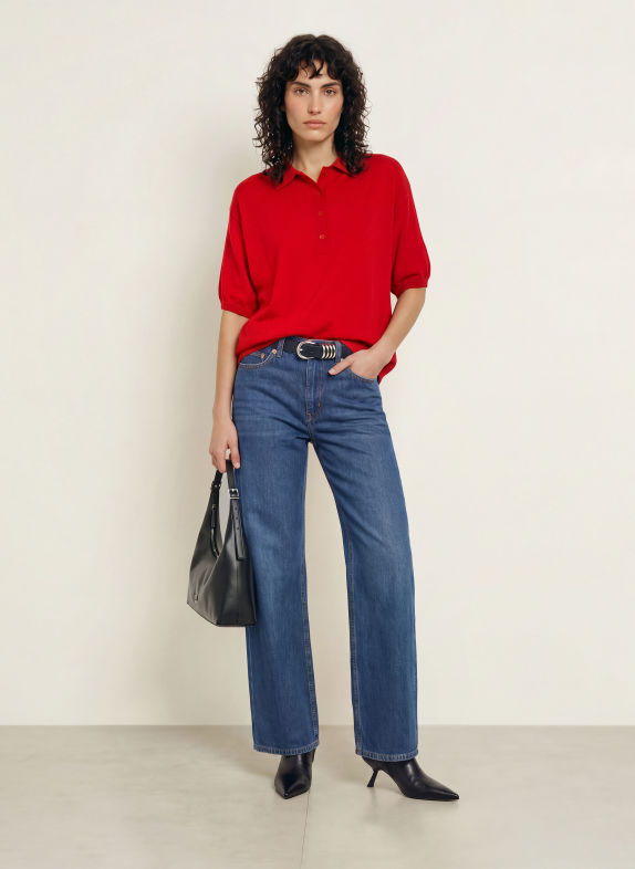 SoSUE Strick-Poloshirt mit Merinowolle ROT