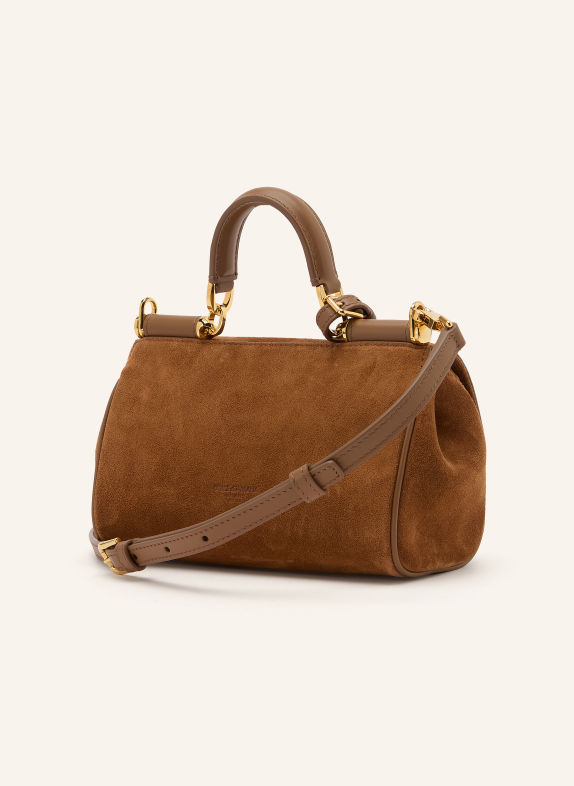 DOLCE & GABBANA MY SICILY MINI Handbag COGNAC / GOLD