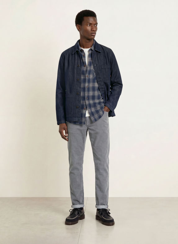 MOS MOSH Gallery Overshirt MMGDAVID i flanell MÖRKBLÅ / BEIGE / GRÅ