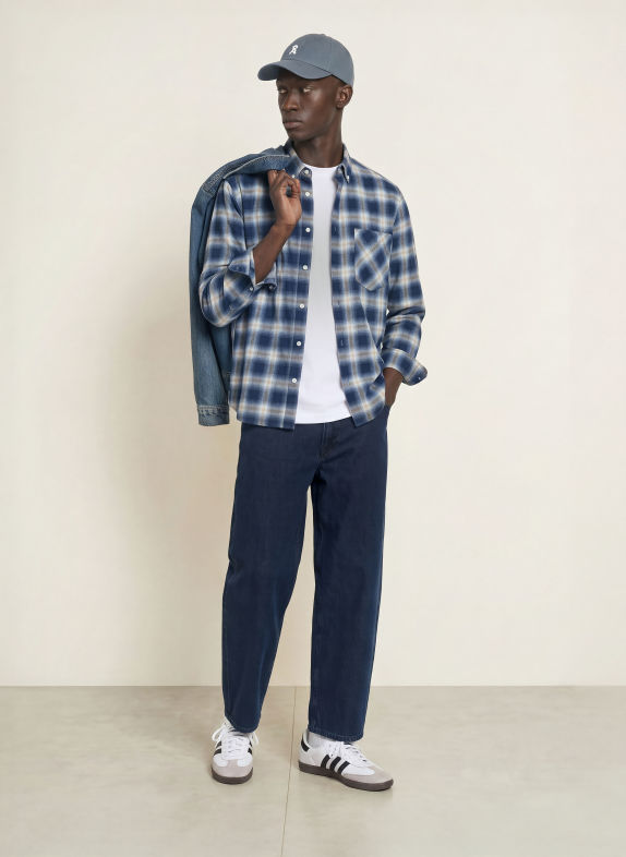 ARMEDANGELS Relaxed-Fit Flannel Shirt BLUE / BEIGE / LIGHT BLUE