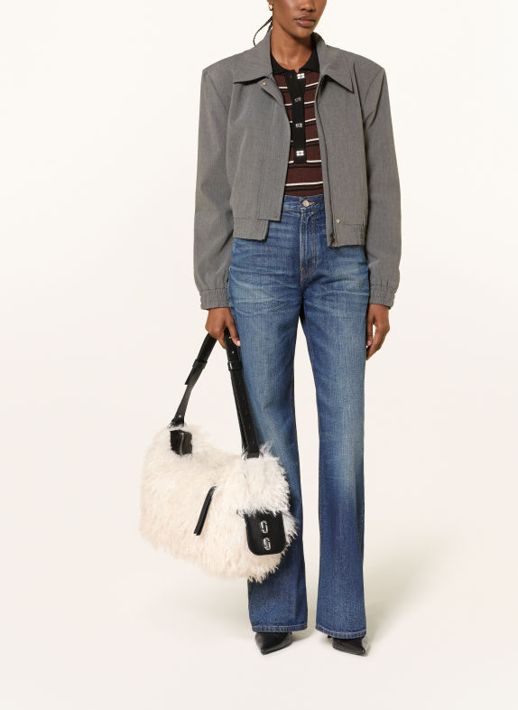 MARC JACOBS Kabelka přes rameno THE SCENE LARGE z umělé kožešiny BÍLÁ / ČERNÁ