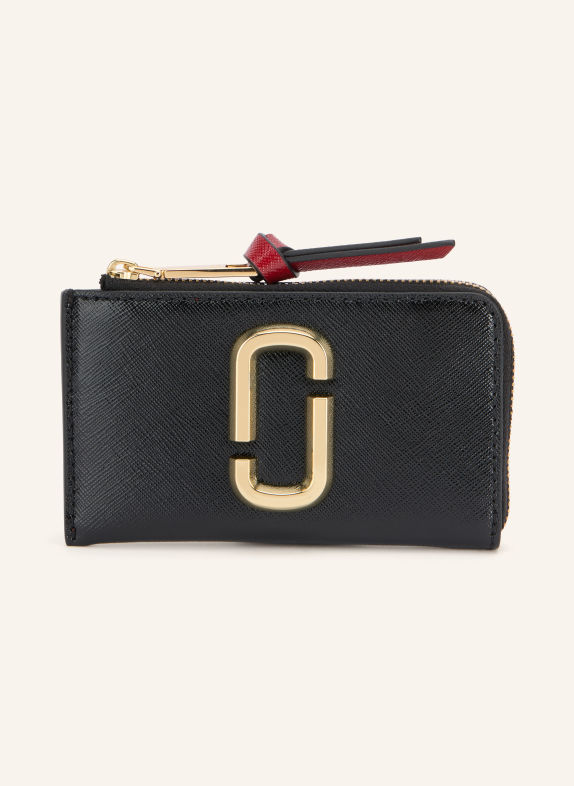 MARC JACOBS Saffiano-portemonnee THE SNAPSHOT TOP ZIP MULTI WALLET ZWART / GOUD / DONKERROOD