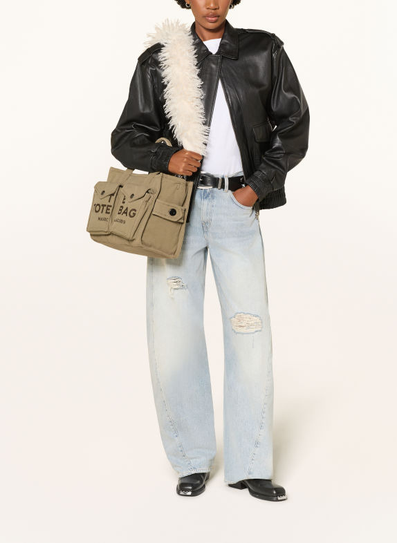 MARC JACOBS Shopper THE MEDIUM TOTE BAG OLIV / SILBER / SCHWARZ
