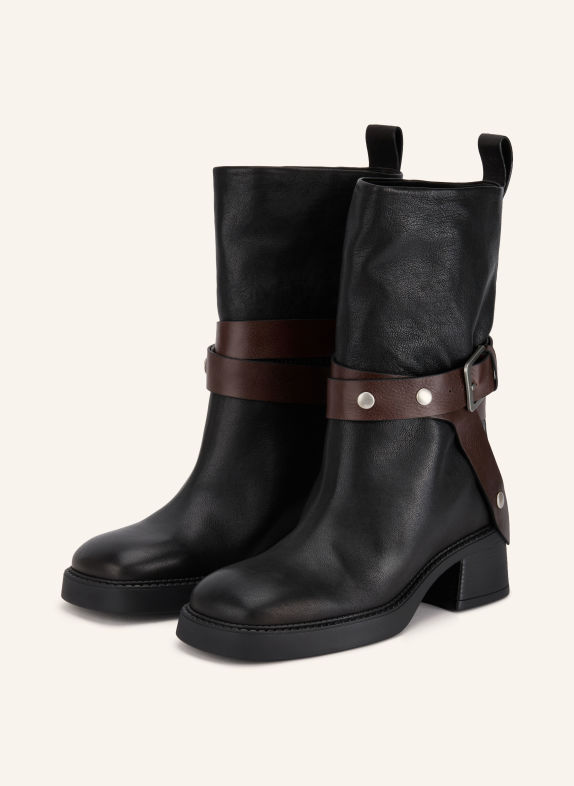 MIISTA JANINA Biker boots BLACK / SILVER / DARK BROWN