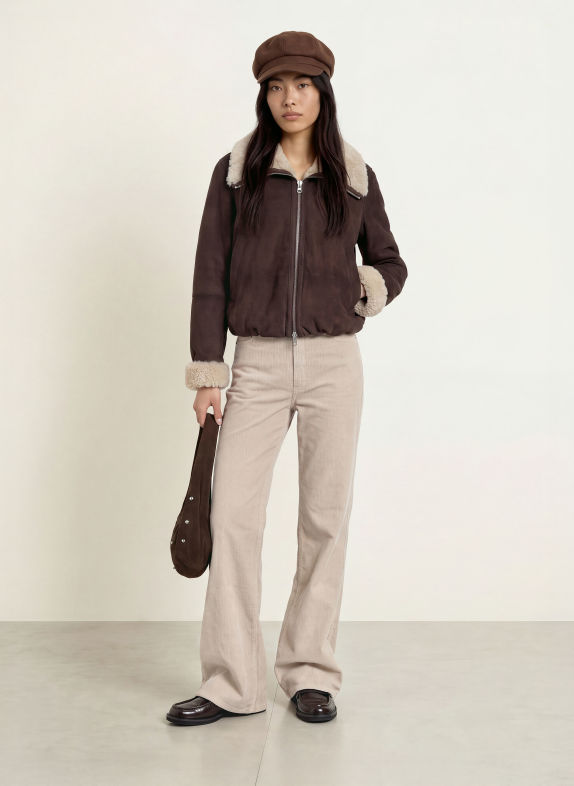 TOMMY JEANS Pantaloni din velur CLAIRE TAUPE