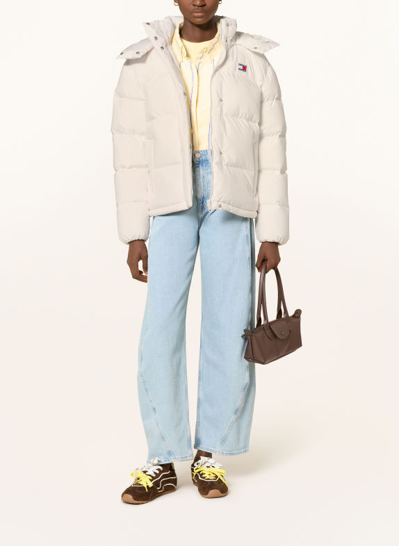 TOMMY JEANS Jachetă din puf cu glugă detașabilă ALB