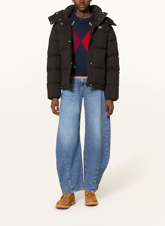 TOMMY JEANS Jachetă din puf cu glugă detașabilă NEGRU