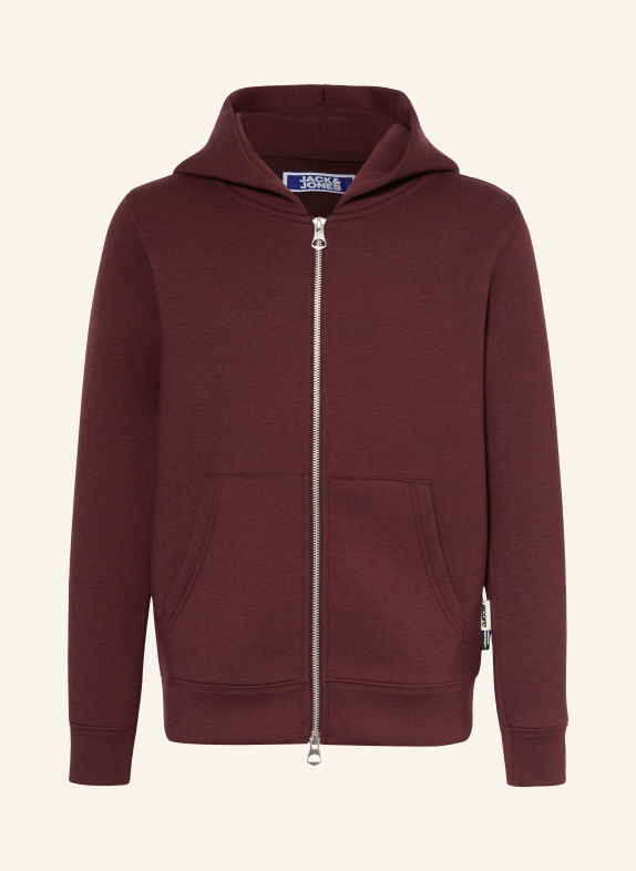 JACK&JONES Zip-up sweatshirt DARK RED