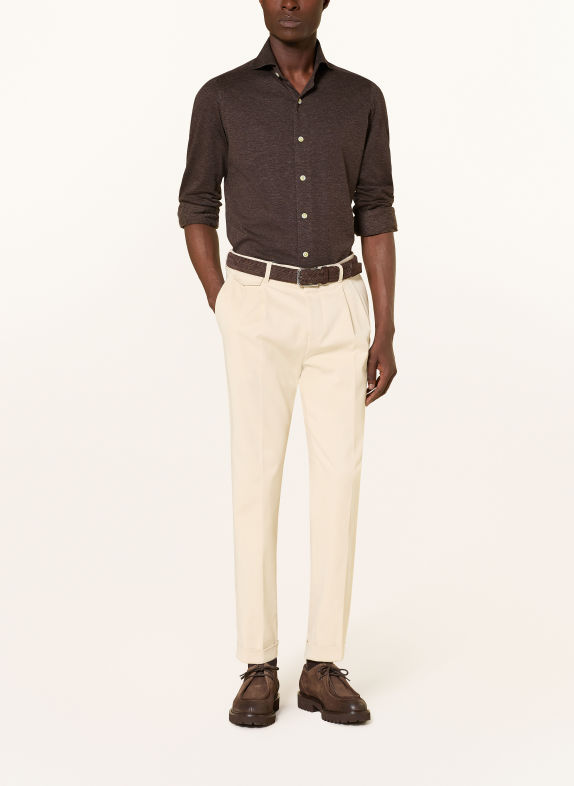 FINAMORE 1925 Overhemd TORONTO SERGIO Slim Fit MARRON FONCÉ