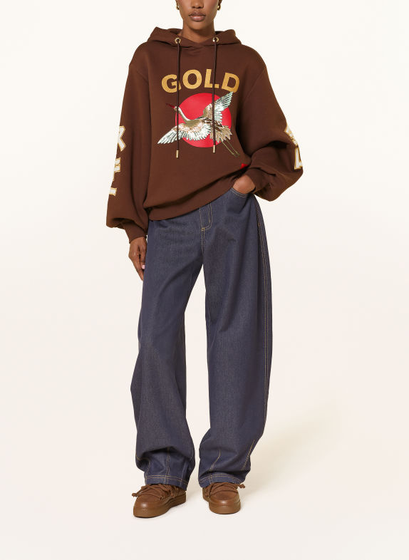 GOLDBERGH Sweat à capuche TOBU MARRON / OR / ROUGE