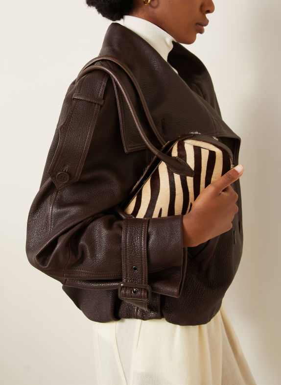 YUZEFI OYSTER MINI Shoulder Bag DARK BROWN / LIGHT BROWN