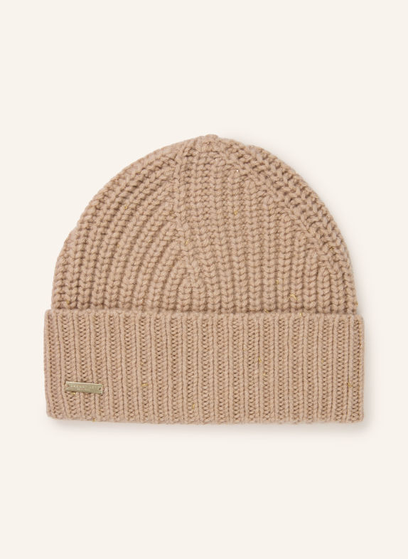 SEEBERGER Mütze mit Cashmere und Glitzergarn BEIGE