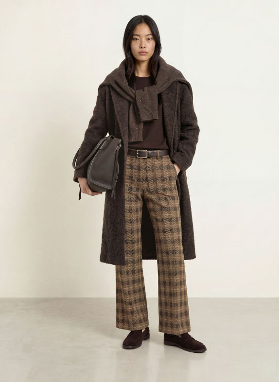 BRAX Pantalon palazzo MAINE en jersey MARRON / CHAMEAU / NOIR
