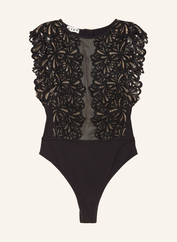 LIVY Body LENNOX avec fil pailleté et dentelle NOIR / CHAMEAU
