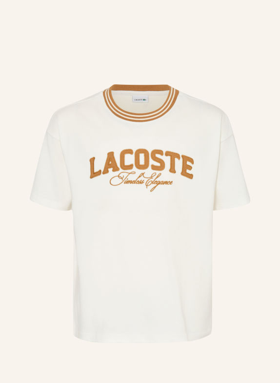LACOSTE T-shirt CRÈME / LICHTBRUIN
