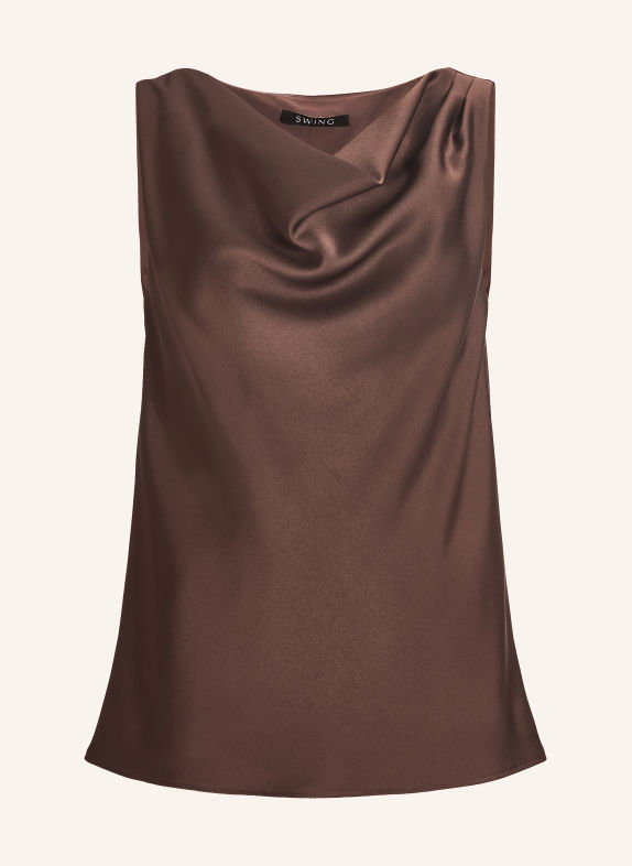 SWING Haut en satin MARRON FONCÉ
