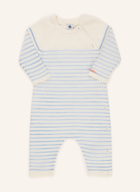PETIT BATEAU Gebreide rompertjes LICHTBLAUW / CRÈME