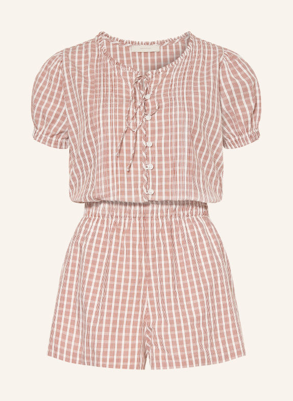 FAITHFULL THE BRAND EMILIE Jumpsuit with Ruffles RED / CREAM