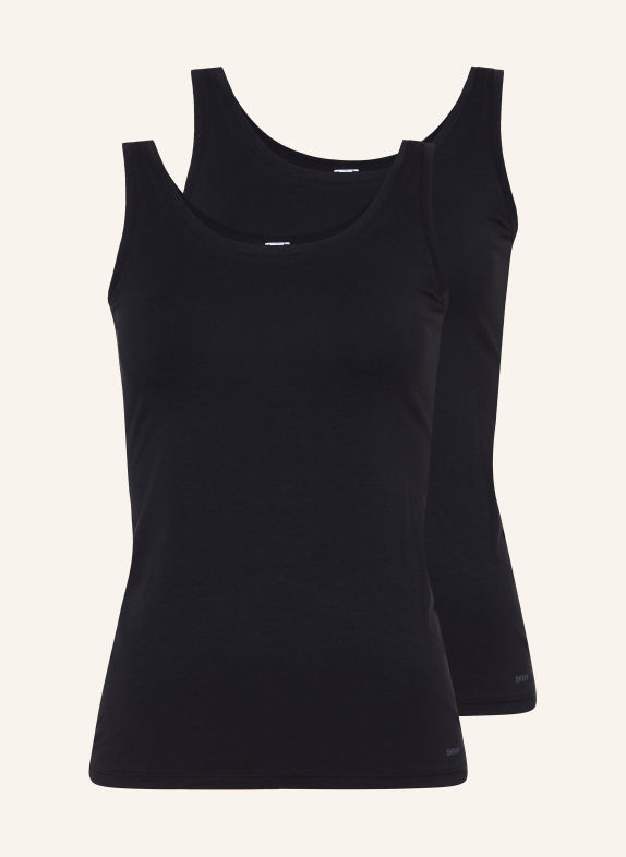 Skiny Set van 2 tops ADVANTAGE COTTON STRETCH ZWART